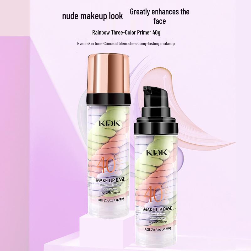 KDK Triple-Tone Bird Dropping Concealer & Primer: Brightens, Smooths, and Minimizes Pores for a Natural Finish.