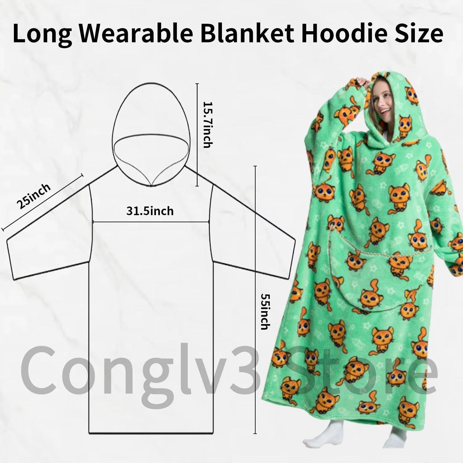 

2024 Супер длинное одеяло с капюшоном Фланелевое одеяло с рукавами Зимние вечерние толстовки Толстовка Пуловер Гигантское ТВ-одеяло Негабаритное одеяло с капюшоном Халат Clothes Length 140CM