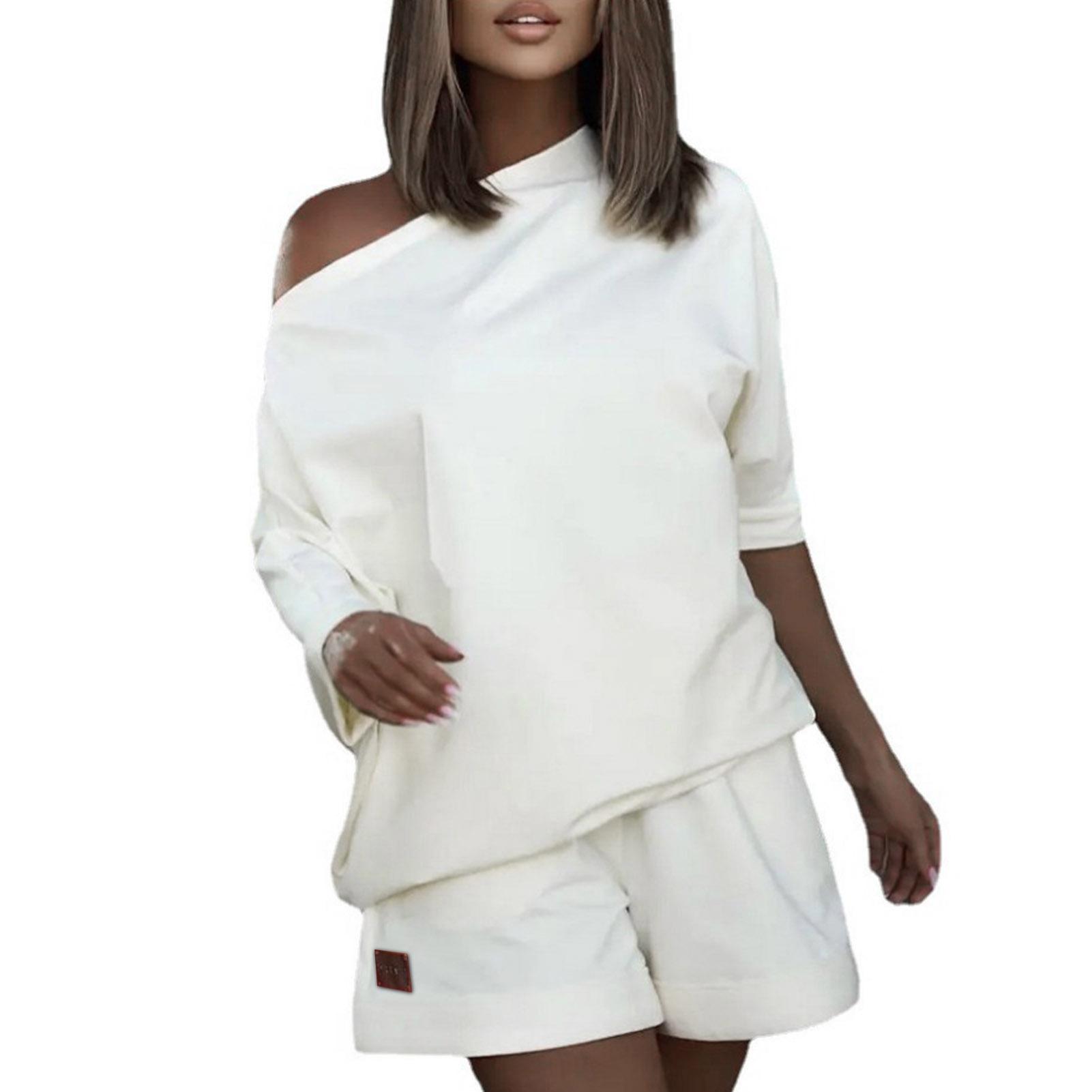 Женский летний однотонный спортивный костюм из 2 шт./компл. — фото 10