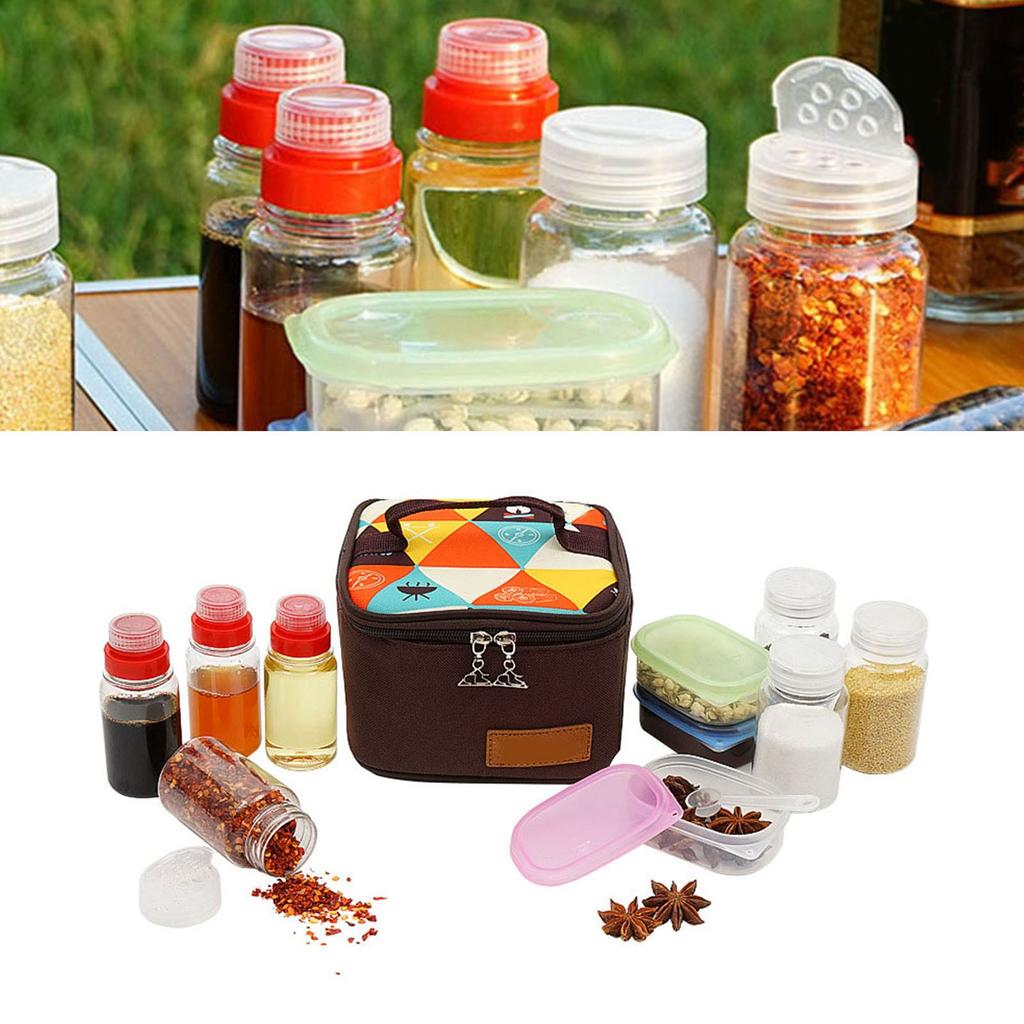 10Pcs Seasoning Bottle Set Outdoor Portable BBQ Sualt Pepper Powder Picnic Spice Box 1 Set
