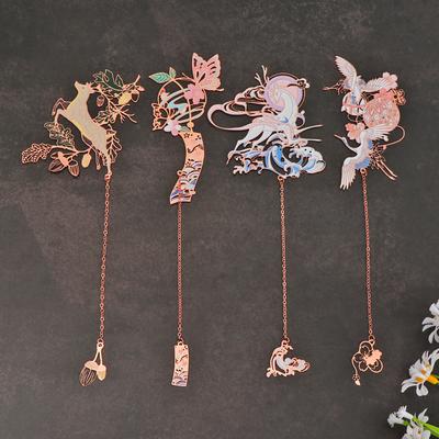 Marque-page Métal Style Chinois Chaud Pendentif Pompon Rétro Clip pour Livre Marque de Page Fournitures Scolaires Bureau Papeterie Cadeau Étudiant