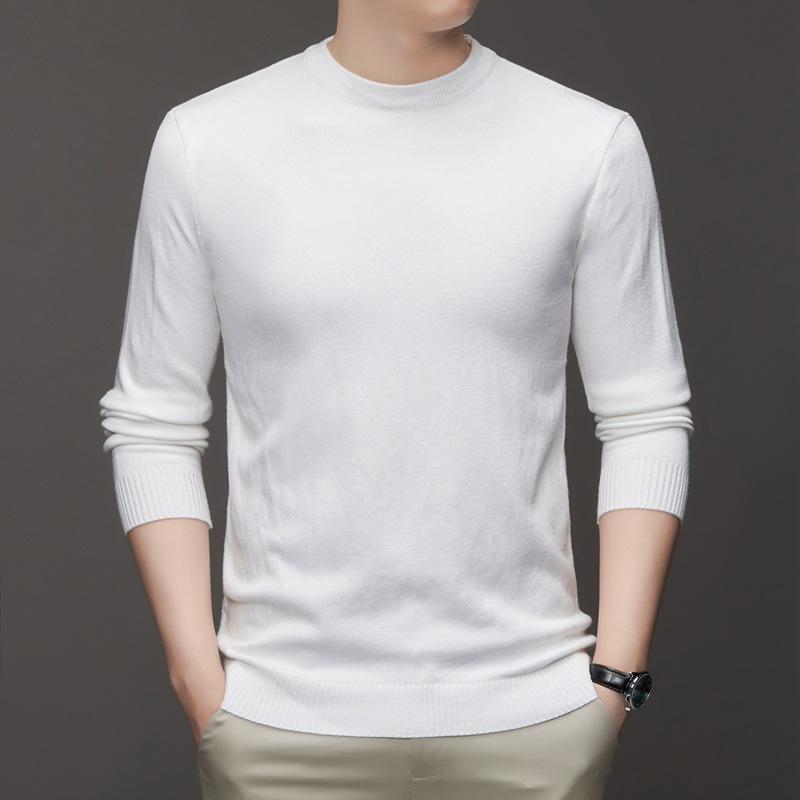 Men's Round Neck Long Sleeved Solid Color Sweater Autumn and Winter Soft Warm and Comfortable Top