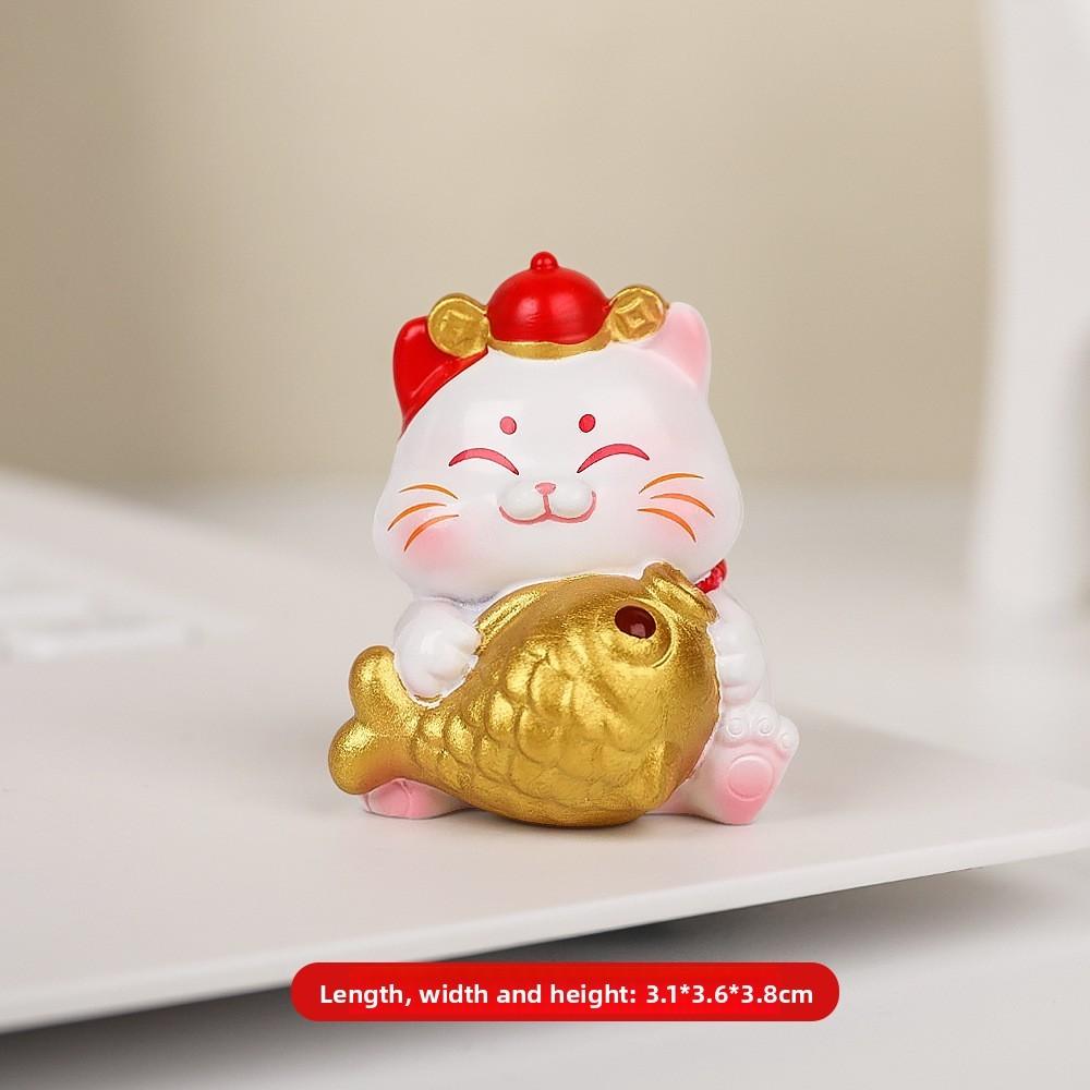 Feng Shui Fortune Cat Resin Figurine With Lucky Symbols For Office Decor And Giftgiving