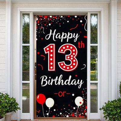 Black Background Happy 13th Birthday Banner Milestone Birthday Banner Teen Birthday Banner For Event Decor Party Background