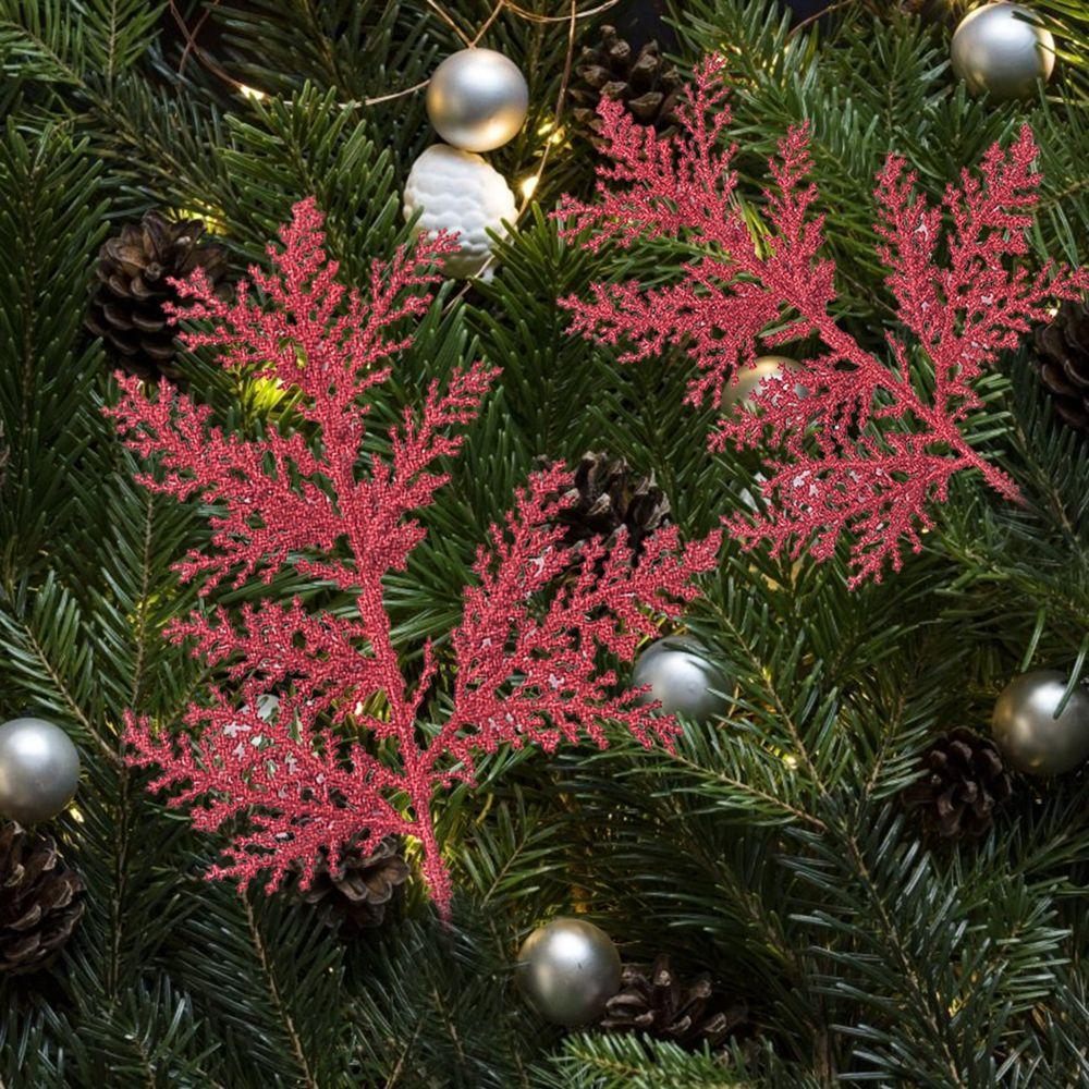 Decoration Glitter Christmas Decorations Christmas Tree Decor Glitter Leaves Artificial Flower