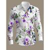 Nuova Camicia da Uomo a Maniche Lunghe Estiva, Vivace Fantasia Floreale, Fioritura Primaverile Romantica Confortevole, Camicia Stampata Casual e Versatile Top da Uomo
