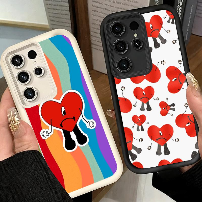 Phone Case for Samsung Galaxy S26 S25 Ultra S24 FE Bad Bunny Heart Shell S23 Plus S22 + S21 S20 5G Soft Silicone Funda