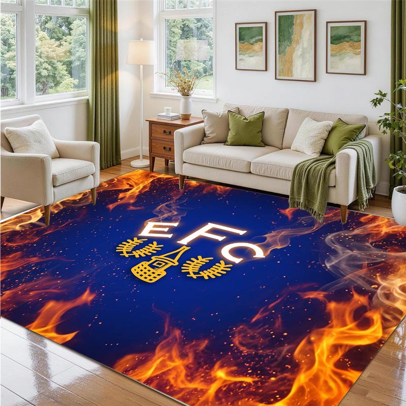 Everton Football Design Crystal Velvet Rug Soft Decorative Mat for Bedroom Entrance