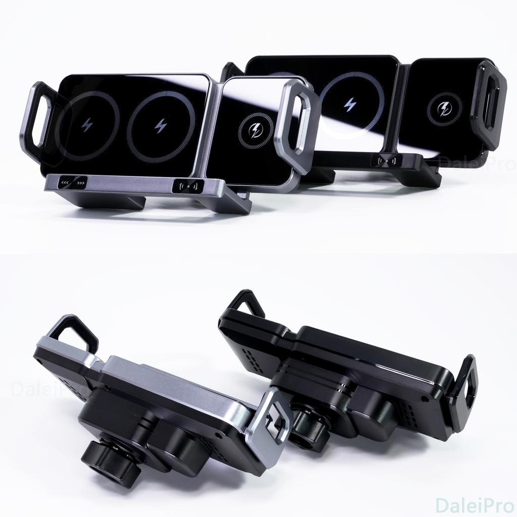 Dual Coil Foldable Phone Holder Car Wireless Charger Universal Car Phone Mount Fast Charging For Samsung iPhone Xiaomi Z Fold