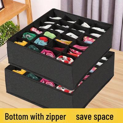 Aufbewahrungsbox für Unterwäsche und Socken: 24-Fächer Vlies Schubladen-Organizer für Schlafzimmer Schrank