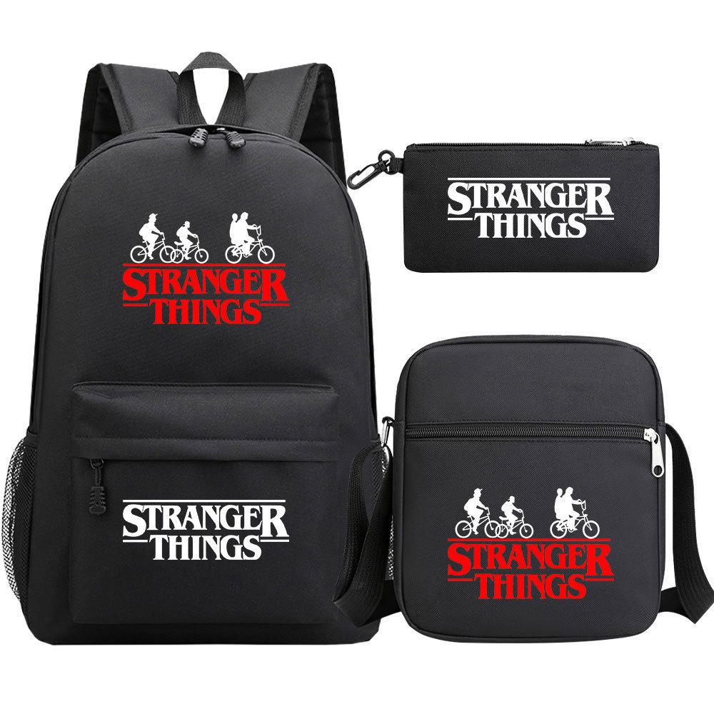 Stranger Things Star Printing Teen Student School Bag Three-Piece Men'S And Women'S Backpack