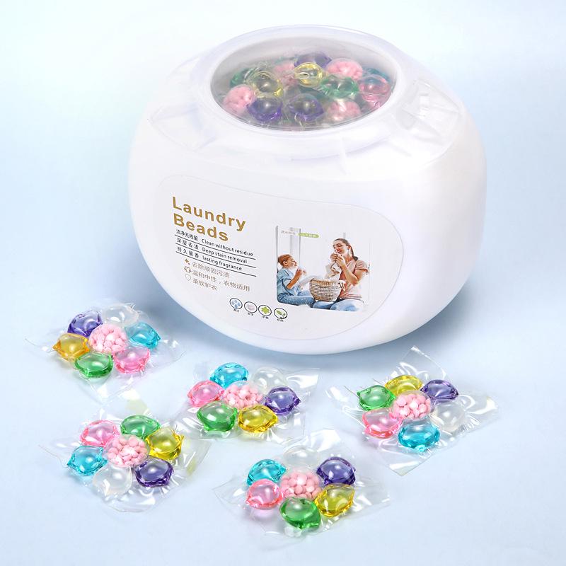 3-in-1 Laundry Capsules: Long-Lasting Fragrance, Highly Concentrated Detergent, Powerful Stain Removal, Three-Chamber Beads.