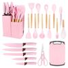 Spot Silicone Kitchen Utensil 19-Piece Non-Stick Set: Includes Spatulas, Spoons, Storage Bucket, and Knife Set.