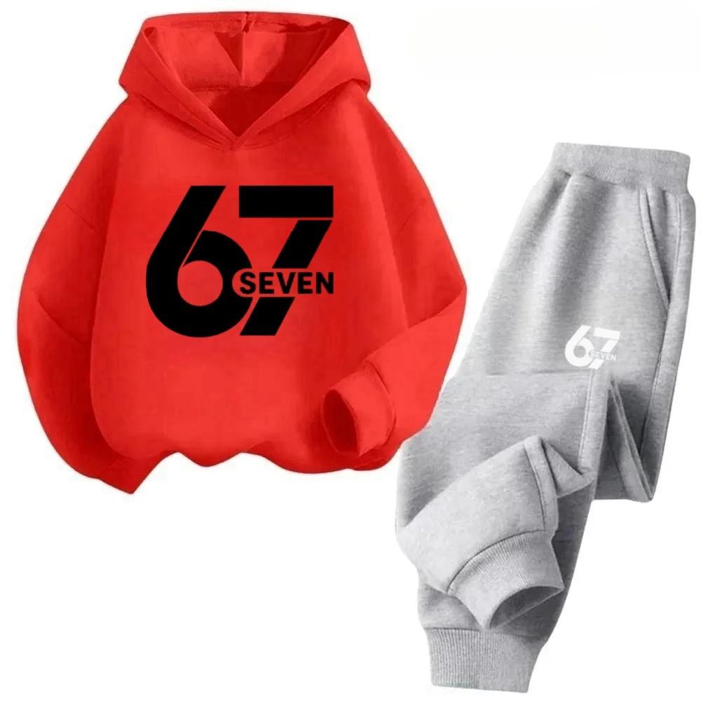 Viral 67 Numble Happy Kids Outfit 4-13Y Casual Fashion Spotts Children Hoodies Set Comfortable Boy Girl Sweatshirt Set Pant Suit