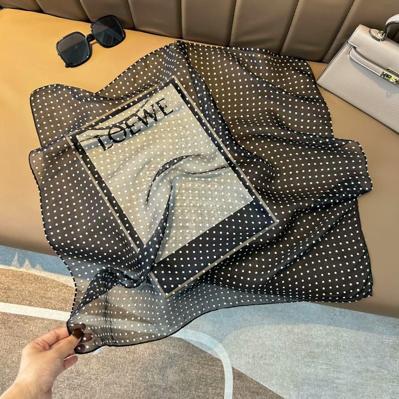 Spring and Summer New Thin Silk Chiffon Silk Scarf Women's Simple Atmospheric Polka Dot 100 Mulberry Silk Silk Scarf Breathable Scarf