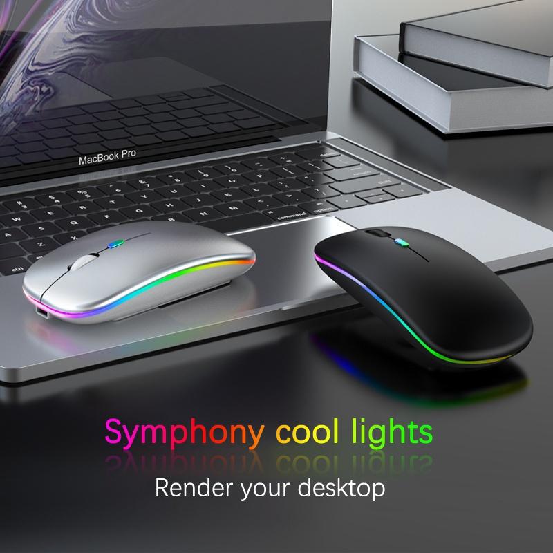 2.4G Bluetooth Mouse RGB Wireless Charging Mouse Luminous Ultra-Thin Silent Mute Mice USB Mause
