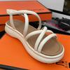 Fashion Buckle Strap Flat Sandal Shoe Summer Heels Without Girls 2025 Gladiator Clogs Beach Real Rome Scandals Genuine Leather Beach San