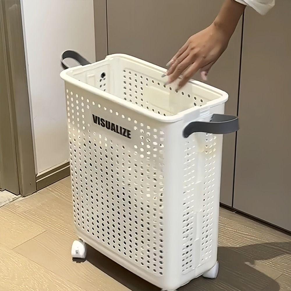 Plastic Narrow Seam Clothes Storage Baskets Space Saving Folding Dirty Clothes Basket  Laundry Room