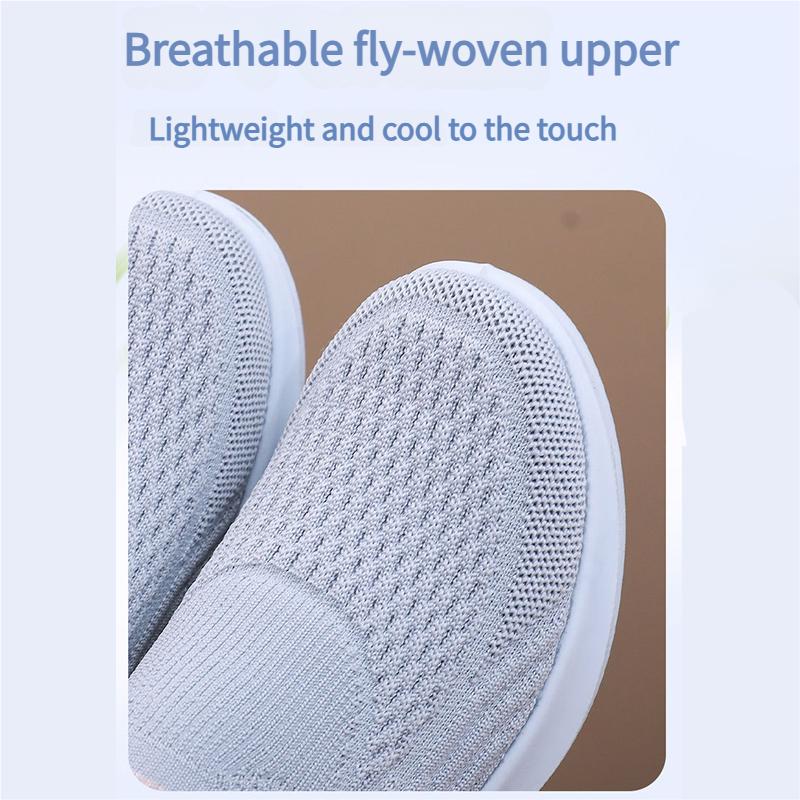 Women Slip-On Walking Shoes Lightweight Memory Foam Sole Breathable Knit Sneakers Non-Slip Comfort Casual Easy Wear