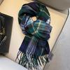 Classic British Dark Green Plaid Wool Scarf, Thick and Warm for Winter - Unisex Design