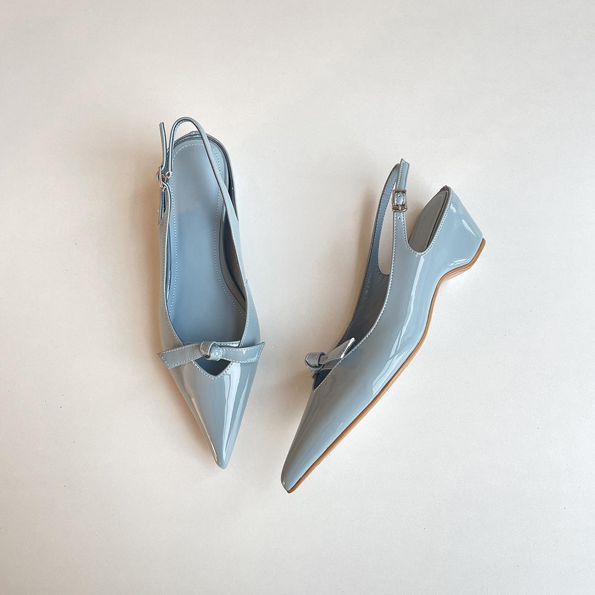 

Кожаные туфли Мэри Джейн с острым носком и внутренней платформой, с бантом, пустая темпераментная сумка, сандалии с закрытым носком для женщин 40