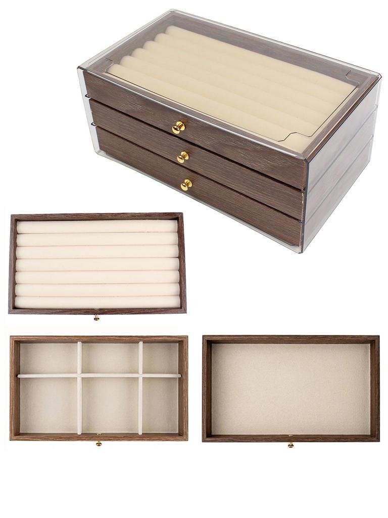Large Capacity Walnut Jewelry Storage and Display Box
