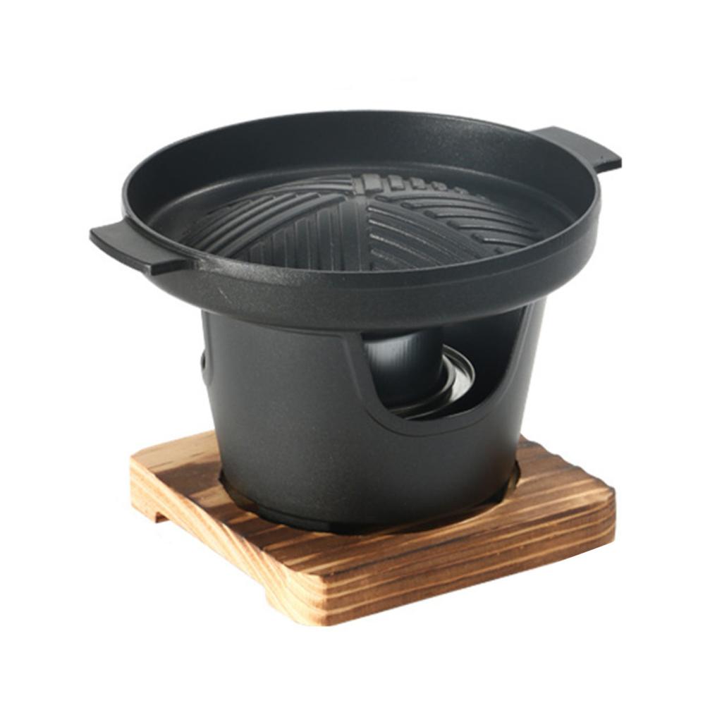 Yousheng Mini-BBQ-Alkoholkocher, Grill, japanischer Ein-Personen-Kochofen, antihaftbeschichtete Outdoor-BBQ-Platte für Camping-Picknick, multifunktionale Grillwerkzeuge