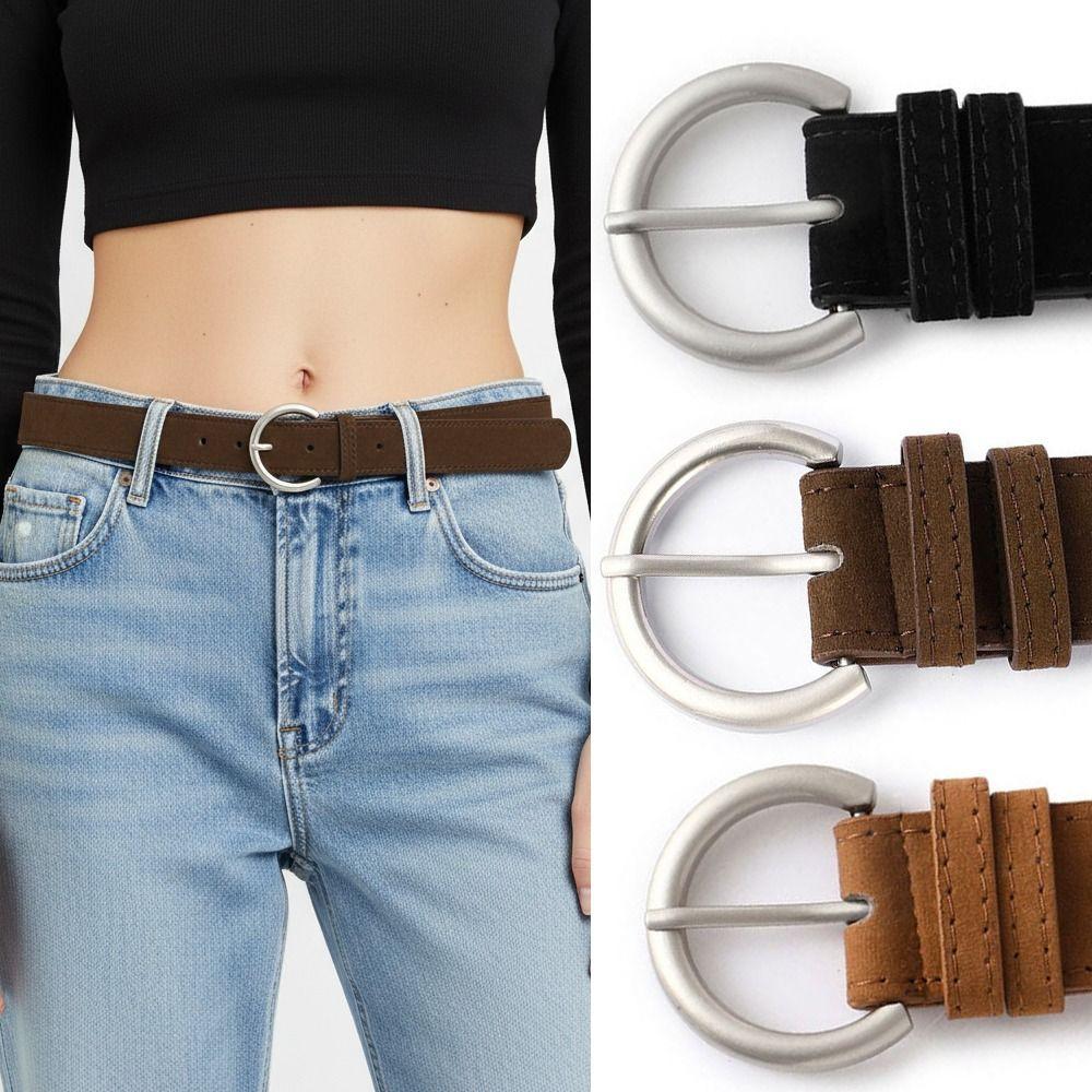 Fashion Pin Buckle Suede Leather Belt Luxury Design Versatile Women Waist Belt Frosted Waistband Coat Skirt Decoration