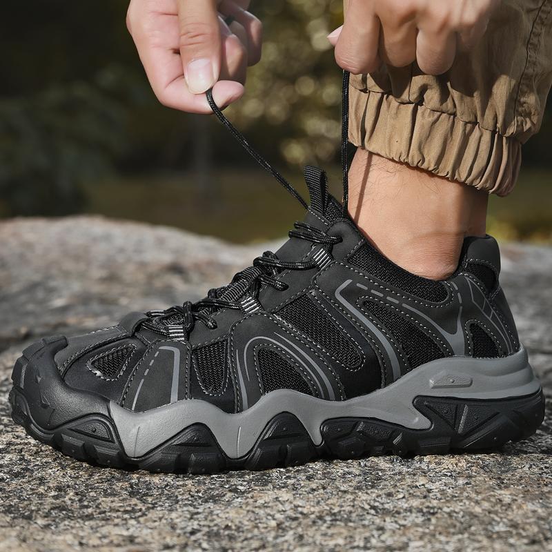 Fashion Outdoor Sports Soft Walking Footwear Hiking Shoes Outdoor Mens Sneakers Non-Slip Casual Leather Shoes Comfortable Driving Shoes