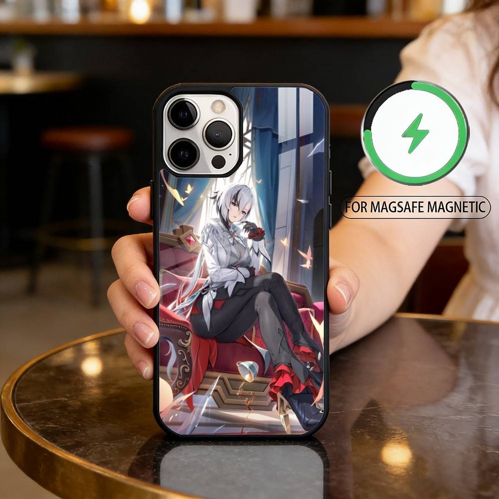 G-Genshin Arlecchino Impact Magnetic For Magsafe Wireless Charging Phone Case For iPhone17,16,15,14,13,12,11 Plus,Pro Max
