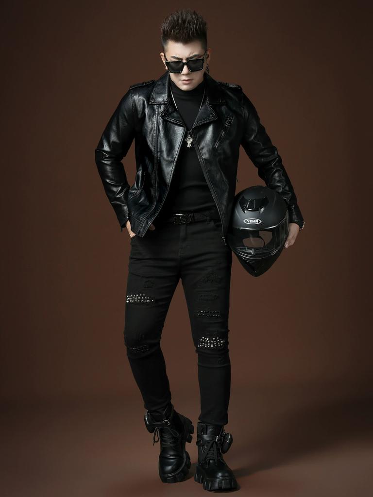European-Style Men's Trendy Brand Stylish Motorcycle Jacket 2025 Autumn New Fashion Suit Collar Leather Jacket Men's Coat