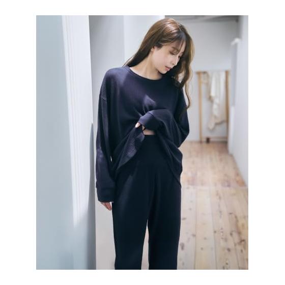 [Emefeel] Fluffy Waffle with Belly Band, Room Wear, Women's Sweatshirt, Pajamas (Top and Bottom Set/Long Sleeve), Warming, Cold Protection, Loose,
