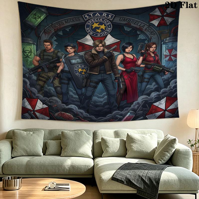 Resident Evil Wall Tapestry Aesthetic Wall Hanging Printed Fabric Blanket Decorative Tapestries For Bedroom Living Room Home Decor