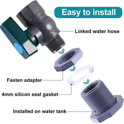 Durable 3/4 1 Inch Rain Barrel Faucet PVC Water Tanks Faucet Hose Adapter Garden Supplies Garden Diverter Garden