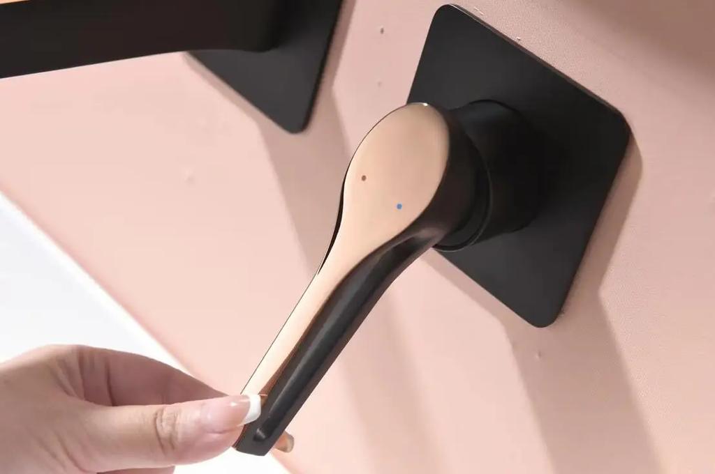 black rose gold Wall Mounted Basin Faucet Brass Foldable and Bathroom Taps Single Handle Dual Holes Mixer Tap Faucet Cold Hot