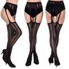 Sexy Suspender Stocking High Knee Socks Open Crotch Pantyhose Hold On Lady Crotchless Tights Sex Party Lace Erotic For Women