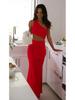 In Stock: Sexy Red Evening Dress - European & American Style, Solid Color, Summer Long Dress for Women