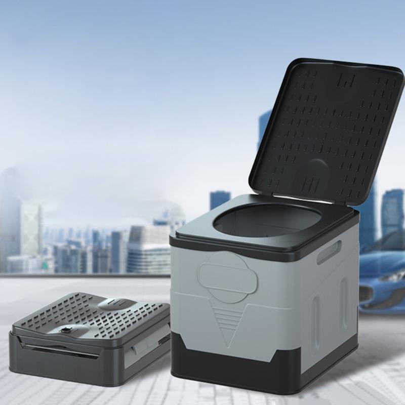 Toilette Pliante avec Couvercle Voiture Bateau Potty Portable pour Camping Randonnée Plage Embouteillage Voyage d'Urgence Voyage en Autonomie