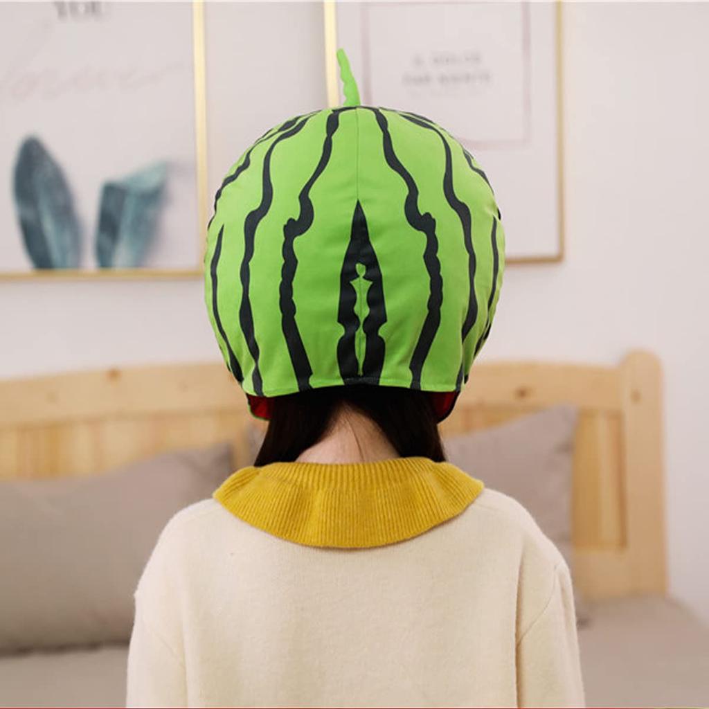 Edostree Watermelon Headgear, Watermelon Cap, Cosplay, Watermelon Hat, Plush Toy, Christmas, Halloween, Costume, Photo Shoot, Party Supplies, XGMZ-01
