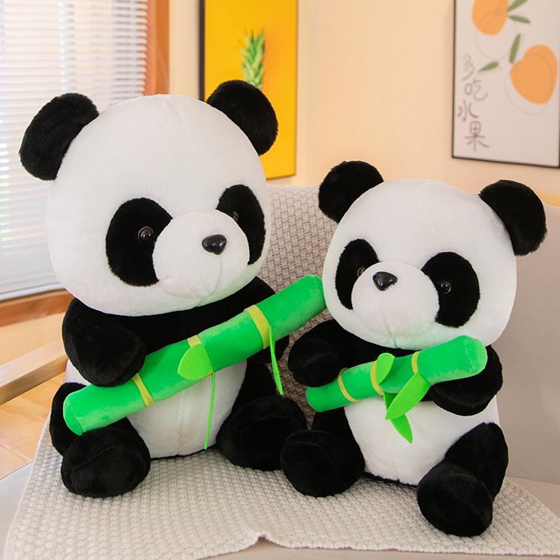 Cute bamboo panda doll plush toy bamboo giant panda rag doll activity gift