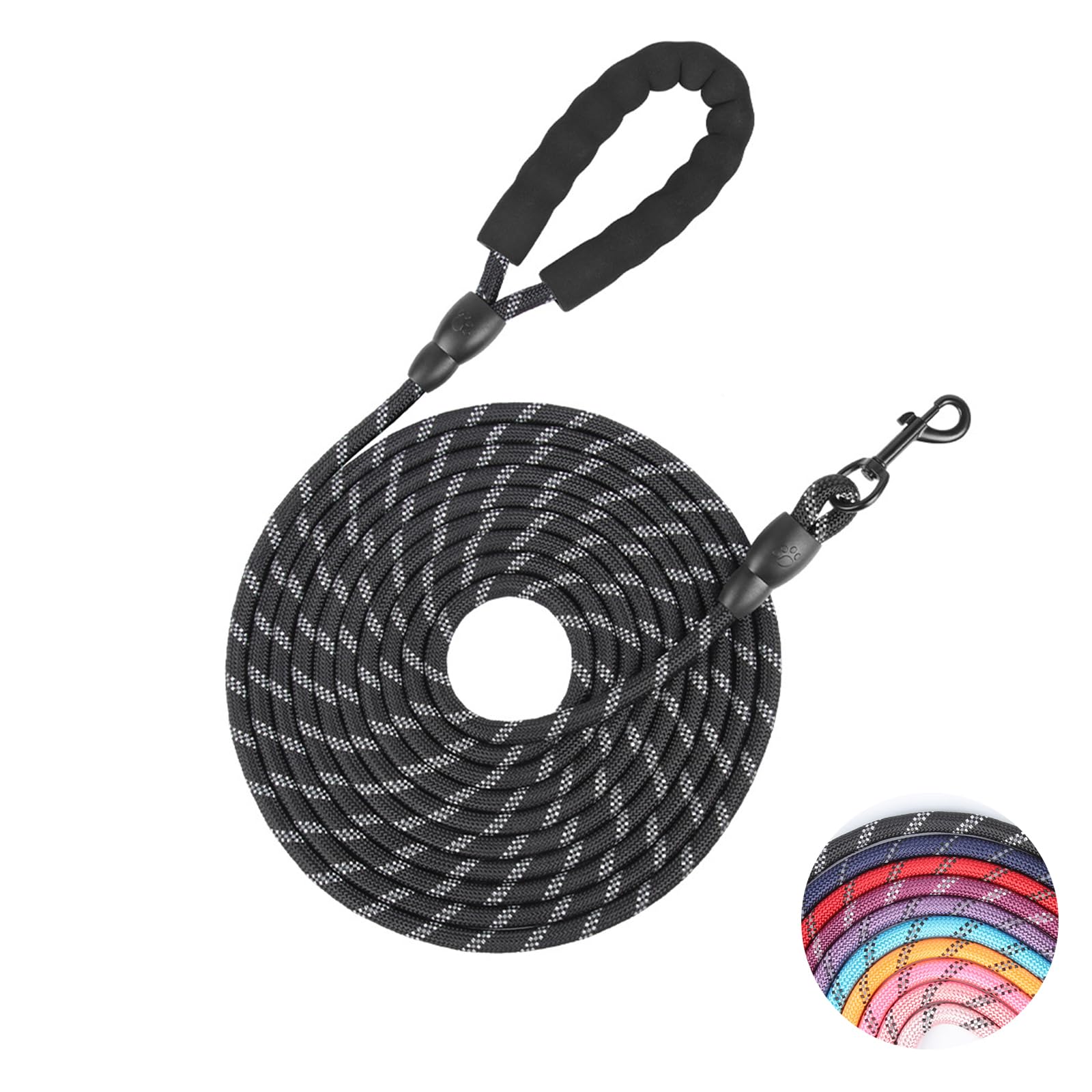 YYKSYDPT Long Leash Ideal for Large and Medium Long Dog Leash with Comfortable Handle and Reflective Strips 20m, Dogs, Tangle-Free (Black, 20M) чёрный