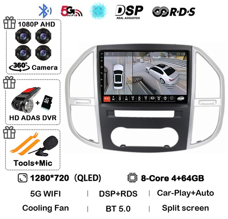 Android 14 Carplay Auto Car Radio For Mercedes Benz Vito W447 2014-2021 Multimedia GPS Video Player 360 Camera Stereo Head Unit