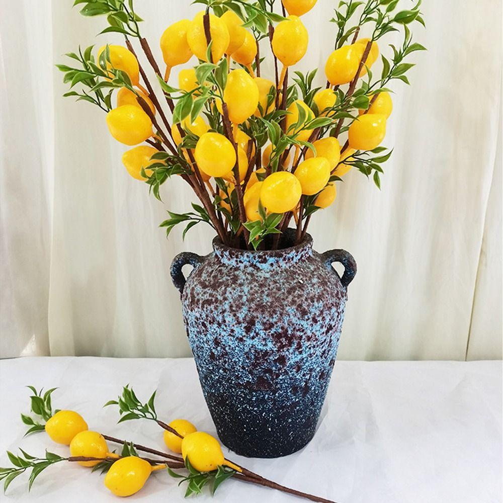 Green Plants Artificial Lemon Branch Plastic Fake Plants Party Wedding Decor