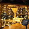 Solar Curtain Light Outdoor Waterproof Solar Fairy Garland String Lights Garden Yard Pavilion Wedding Party Holiday Decor Lights