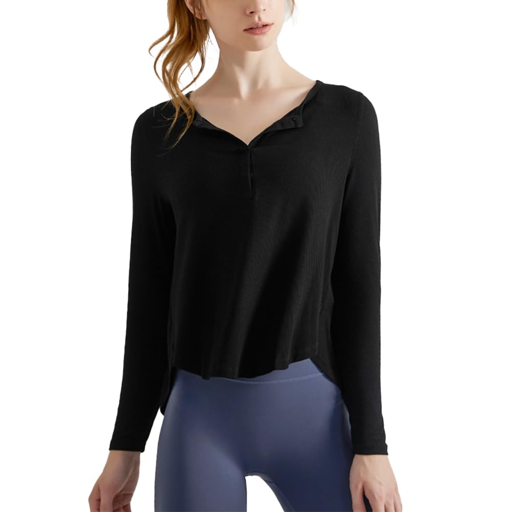 MORGEN SKY Long Sleeve Yoga Loose Long Sleeve CX060 Women's Top, Fit, Sportswear, Fitness, Training, Sweat-Wicking, Quick-Drying, Breathable,