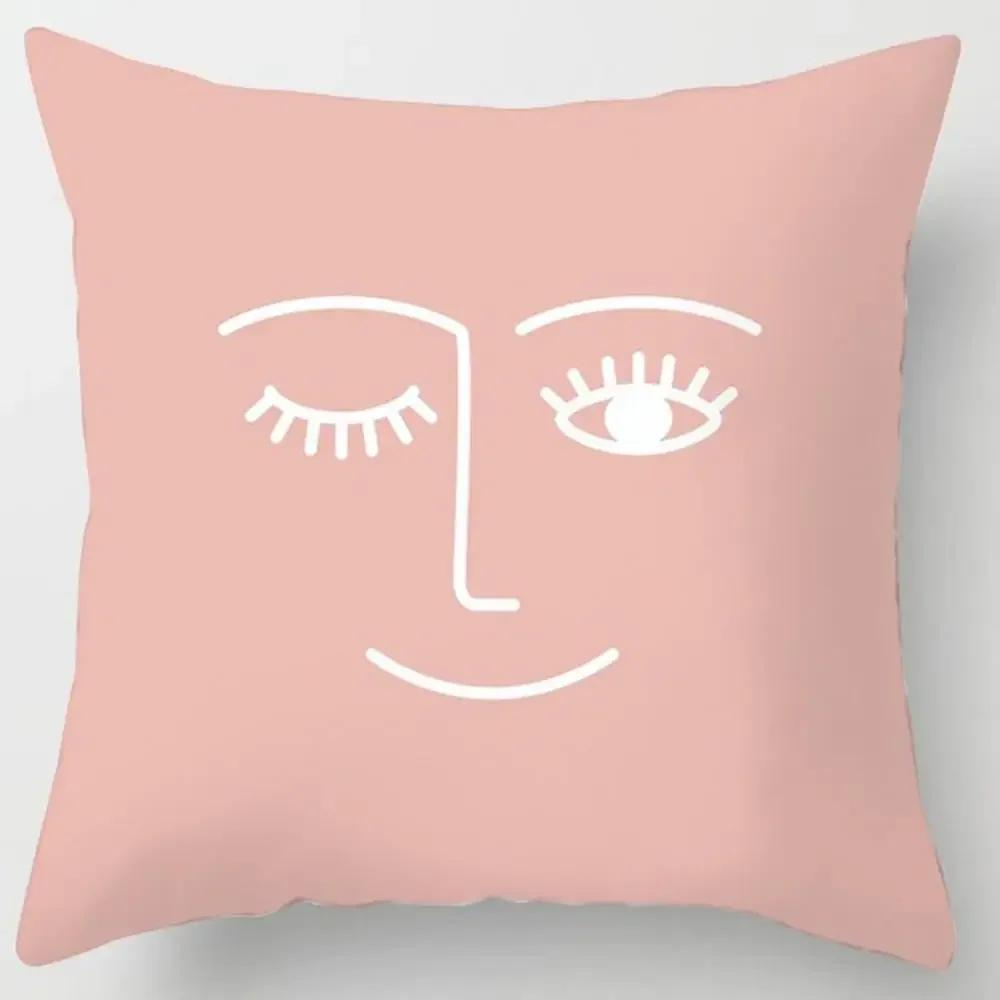 Modern Pink Pillow Case Polyester Peachskin Soft Cushion Cover Car Sofa Bedroom Living Room Fashion Home Decorative Pillowcase