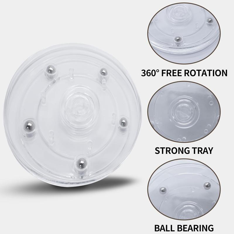 10 Pack Clear 4-Inch Acrylic Turntables for Spices Cakes Rotating Display Base Multi-purpose Rotating Tray for Bathrooms Kitchen
