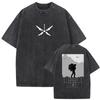 Vintage Washed Game on The Beach Print T Shirt Men Women gothic Fashion Cotton Short Sleeve T-shirt Streetwear