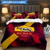 3PCS AS Roma1 Football club Printed Soft Bedding Set,Including 1pc Duvet Cover And 2pcs Pillowcases Perfect for Bedroom, Dormitory, Fan gift