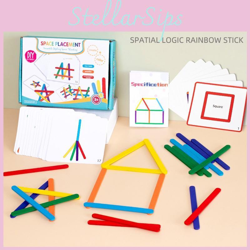 Rainbow Stick Math Toy For Kid With Wooden Counting Beads Educational Game For Early Learning